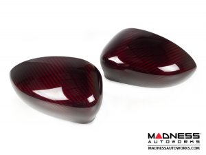Alfa Romeo 4C Mirror Covers - Carbon Fiber - Full Replacements - Red Candy 